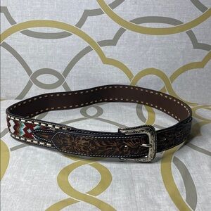 Ariat Men’s Zig Zag Beaded Embossed Belt